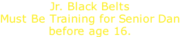 Jr. Black Belts  Must Be Training for Senior Dan before age 16.
